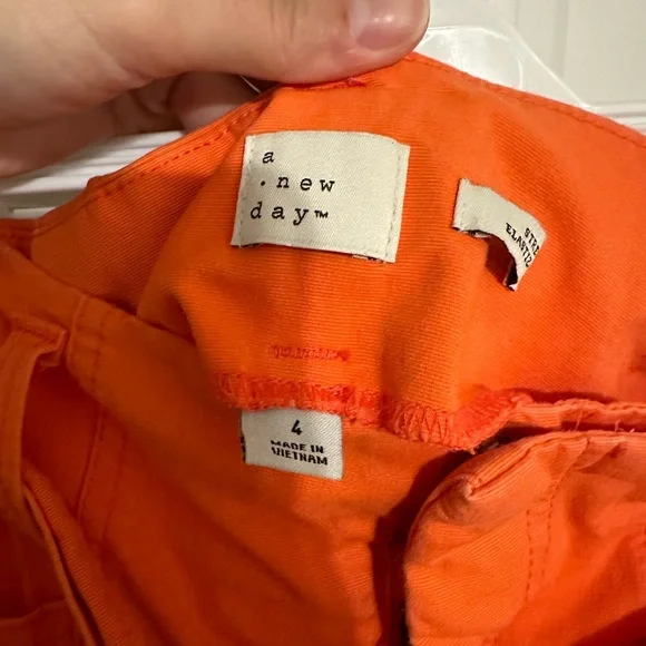 Target A New Day Orange Poplin Pants with Belt - Size S - Picture 2 of 2